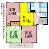 ディアス赤石 3Kの間取り