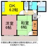 クリオネ一本木 2DKの間取り