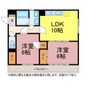 エステートタウン 2LDKの間取り