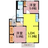 ボナール篠原Ａ・Ｂ 2LDKの間取り