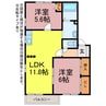 パストラルBELL 2LDKの間取り