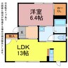 リバーサイド（ひばり館A) 1LDKの間取り