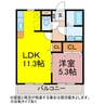 グラトンハウスⅡ 1LDKの間取り