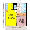 グラトンハウスⅡ 1LDKの間取り