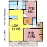 シャーメゾン東田中郷 2LDKの間取り