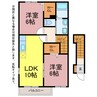 メゾンアルカンシェル　WEST 2LDKの間取り