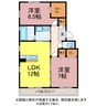 レジデンス芦原 2LDKの間取り