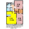 Flora若狭 2LDKの間取り