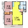 ガーデンパレス神野 2LDKの間取り