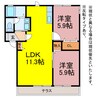 ガーデンパレス神野 2LDKの間取り