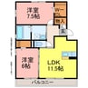 ノワール北島 2LDKの間取り