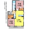 タウンコート大国 2LDKの間取り
