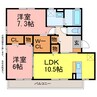 セジュールオオバ 2LDKの間取り