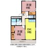 セジュールオッツSからさわ 2DKの間取り