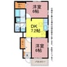 ソレイユ・西口A・B 2DKの間取り