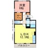 クルワシュード 1LDKの間取り