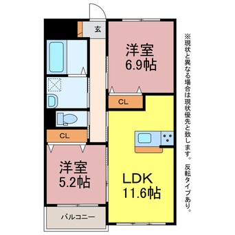 間取図 エルヴェ汐焼Ａ・Ｂ棟