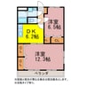 シャルマン赤石Y＆M 2DKの間取り