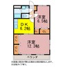 シャルマン赤石Y＆M 2DKの間取り