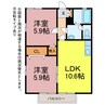 グリーンステージ白山 2LDKの間取り