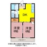 コスモハイツ21 2DKの間取り