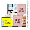 ブランドールB 2Kの間取り