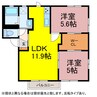 メゾン南台B 2LDKの間取り