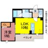 K square 1LDKの間取り