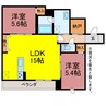 K square 2LDKの間取り