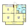 フォブール肱南 2DKの間取り