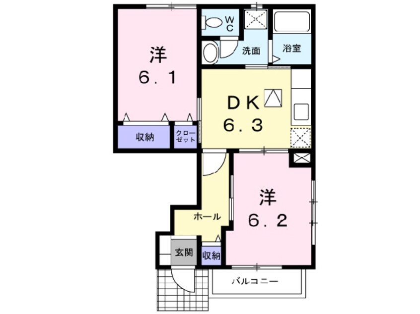 間取図 ベルメゾンハラダＢ