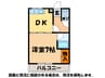 ハローハイツ 1DKの間取り