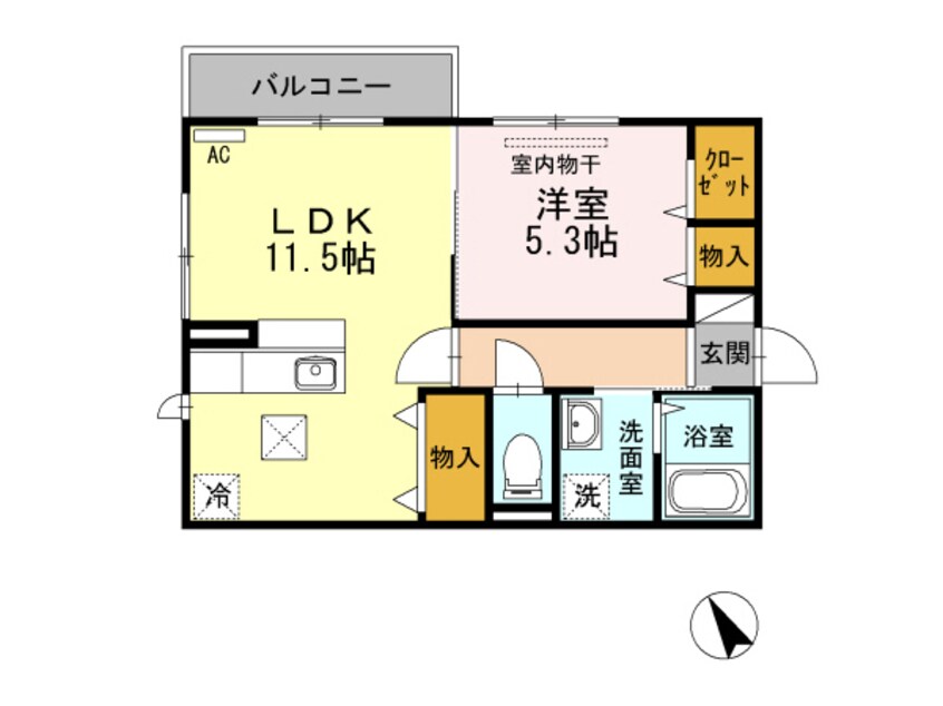 間取図 ＷＩＴ　ＣＵＢＥ　Ａ･Ｂ