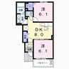 プランドール板野B 2DKの間取り