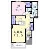 サンシーブルＡ 1LDKの間取り