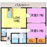 スカイアーチ 2LDKの間取り