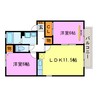 クラジールヤマザキ 2LDKの間取り