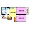 ブレリヴェールアンジュ 2DKの間取り