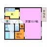 夢咲きの里D棟 1Kの間取り