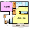 ウッドベース古城 1LDKの間取り