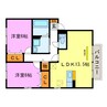 リビングタウン貴生川 2LDKの間取り