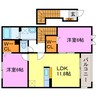 ルミエール日野Ⅰ 2LDKの間取り