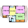 ヒューマンハイム貴生川 3DKの間取り