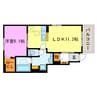 ビアンコシェルこうかⅡ 1LDKの間取り