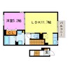 クオーレⅠ 1LDKの間取り