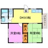 芦田ハイツ 2DKの間取り