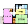 菩提樹ハイツＡ・Ｂ・Ｃ 2Kの間取り
