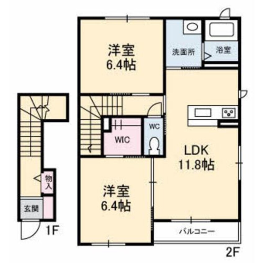 間取図 山陽本線（中国）/防府駅 バス5分柳原下車:停歩7分 2階 築17年