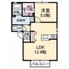 キャッスル綾 1LDKの間取り