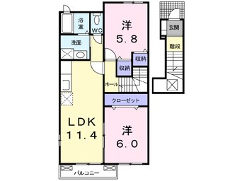 間取図 山陽本線（中国）/防府駅 バス12分下敷山下車:停歩8分 2階 築15年